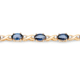 5.31 Carat Genuine Blue Sapphire and White Diamond 14K Yellow Gold Bracelet