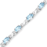 4.49 Carat Genuine Blue Topaz and White Zircon .925 Sterling Silver Bracelet