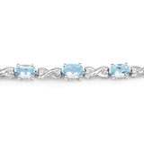 4.49 Carat Genuine Blue Topaz and White Zircon .925 Sterling Silver Bracelet