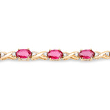 4.46 Carat Genuine Ruby and White Diamond 14K Yellow Gold Bracelet