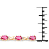 4.46 Carat Genuine Ruby and White Diamond 14K Yellow Gold Bracelet