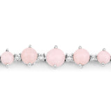 5.50 Carat Genuine Pink Opal and White Topaz .925 Sterling Silver Bracelet