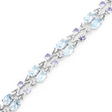 14.36 Carat Genuine Blue Topaz and Tanzanite .925 Sterling Silver Bracelet