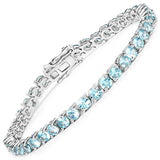 13.86 Carat Genuine Blue Zircon .925 Sterling Silver Bracelet