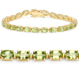 18K Yellow Gold Plated 11.18 Carat Genuine Peridot .925 Sterling Silver Bracelet