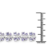 7.02 Carat Genuine Tanzanite and White Sapphire .925 Sterling Silver Bracelet