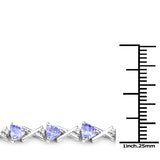 14K White Gold 4.47 Carat Genuine Tanzanite and White Diamond Bracelet