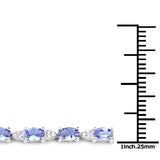 14K White Gold 5.70 Carat Genuine Tanzanite and White Diamond Bracelet