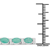 10.01 Carat Genuine Emerald and White Topaz .925 Sterling Silver Bracelet