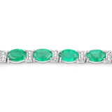 9.94 ct. Genuine Zambian Emerald and White Diamond 14K White Gold Bracelet