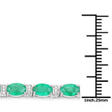 9.94 ct. Genuine Zambian Emerald and White Diamond 14K White Gold Bracelet