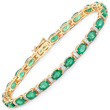 9.94 ct Zambian Emerald and White Diamond 14K Yellow Gold Bracelet