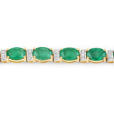 9.94 ct Zambian Emerald and White Diamond 14K Yellow Gold Bracelet
