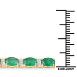 9.94 ct Zambian Emerald and White Diamond 14K Yellow Gold Bracelet