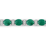 7.76 Carat Genuine Zambian Emerald and White Diamond 14K White Gold Bracelet