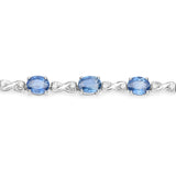 7.81 Carat Genuine Blue Sapphire and White Diamond 14K White Gold Bracelet