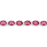 12.43 Carat Genuine Ruby and White Diamond 14K White Gold Bracelet