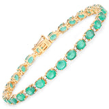 9.19 Carat Genuine Zambian Emerald and White Diamond 14K Yellow Gold Bracelet