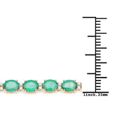 9.19 Carat Genuine Zambian Emerald and White Diamond 14K Yellow Gold Bracelet