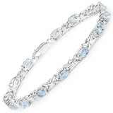 5.60 Carat Genuine Aquamarine .925 Sterling Silver Bracelet