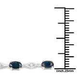 3.19 Carat Genuine Blue Sapphire and White Diamond 18K White Gold Bracelet