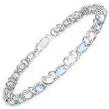 4.81 Carat Genuine Blue Topaz and Opal .925 Sterling Silver Bracelet
