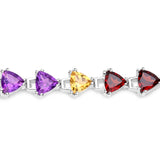 10.30 Carat Genuine Multi Stones .925 Sterling Silver Bracelet