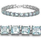 18.75 Carat Genuine Blue Topaz .925 Sterling Silver Bracelet