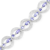 4.78 Carat Genuine Tanzanite and White Diamond .925 Sterling Silver Bracelet
