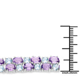 23.04 Carat Genuine Amethyst and Blue Topaz .925 Sterling Silver Bracelet