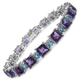 23.76 Carat Genuine Amethyst & Blue Topaz .925 Sterling Silver Bracelet