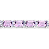 19.19 Carat Genuine Amethyst and Tanzanite .925 Sterling Silver Bracelet