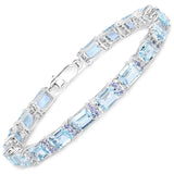 21.47 Carat Genuine Blue Topaz and Tanzanite .925 Sterling Silver Bracelet