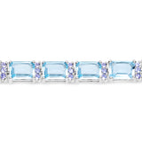 21.47 Carat Genuine Blue Topaz and Tanzanite .925 Sterling Silver Bracelet