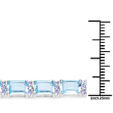 21.47 Carat Genuine Blue Topaz and Tanzanite .925 Sterling Silver Bracelet