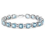 21.60 Carat Genuine Blue Topaz .925 Sterling Silver Bracelet