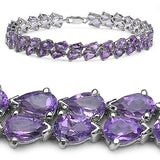 22.40 Carat Genuine Amethyst .925 Sterling Silver Bracelet