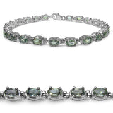 8.05 Carat Genuine Green Sapphire .925 Sterling Silver Bracelet
