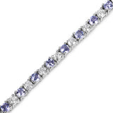 4.65 Carat Genuine Tanzanite and White Topaz .925 Sterling Silver Bracelet