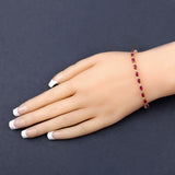 6.67 ct Genuine Ruby and White Diamond 14K Yellow Gold Bracelet