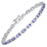 5.18 Carat Genuine Tanzanite and White Diamond 14K White Gold Bracelet
