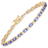 5.18 Carat Genuine Tanzanite and White Diamond 14K Yellow Gold Bracelet