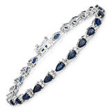 5.40 ct Genuine Blue Sapphire and White Diamond 14K White Gold Bracelet