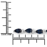5.40 ct Genuine Blue Sapphire and White Diamond 14K White Gold Bracelet