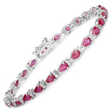 6.65 ct. Genuine Ruby White Diamond 14K White Gold Bracelet