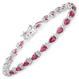 6.65 ct. Genuine Ruby and White Diamond 14K White Gold Bracelet