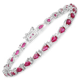 6.65 ct. Genuine Ruby and White Diamond 14K White Gold Bracelet