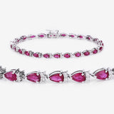 6.65 ct. Genuine Ruby and White Diamond 14K White Gold Bracelet