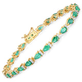 4.65 ct. Genuine Zambian Emerald and White Diamond 14K Yellow Gold Bracelet