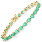 10.15 ct. Genuine Zambian Emerald 14K Yellow Gold Bracelet